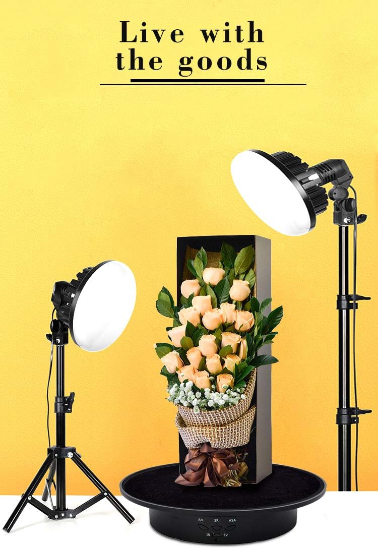 JAYEGT Motorized Rotating Display Stand, 7.87inch /17.6lbs Load, 360 Degree Electric Rotating Turntable for Photography Products, Jewelry, 3D Model ,with 5 Colors Backgrounds- Black - Image 4